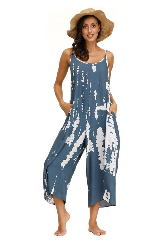 BALAMY Jumpsuits for Women Floral Wide Leg Spaghetti Strap Sleeveless ...