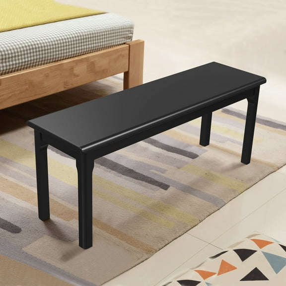 BALANBO 18in Height Bed End Bench Wood Bench Living Room Entrance Bench Bedroom Seat Dining Table Chair, Bedroom, Living Room, Kitchen Wooden Bench ,Black