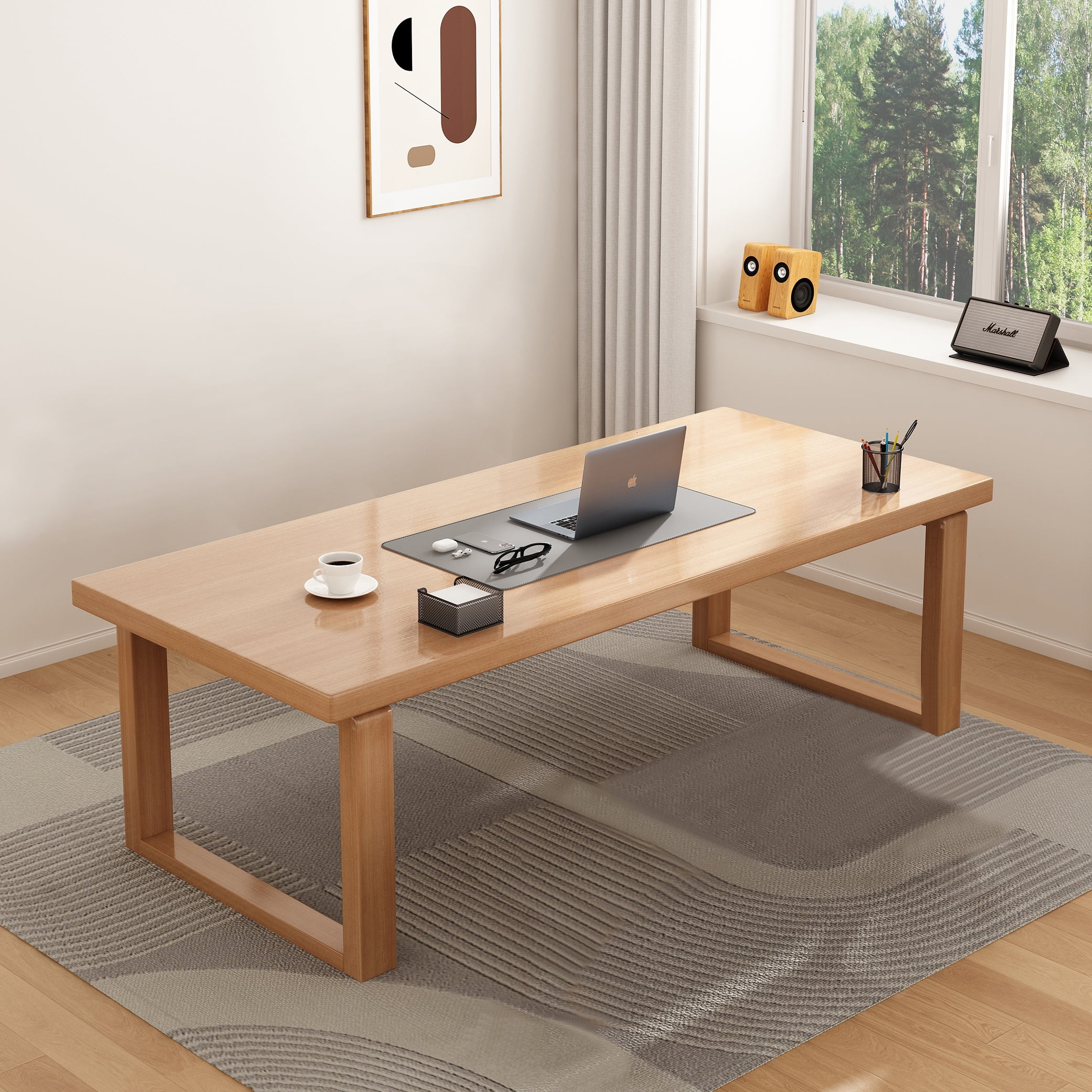 BALANBO 55 inch Executive Desk, Large Computer Office Desk Workstation, Modern Wood Writing Table