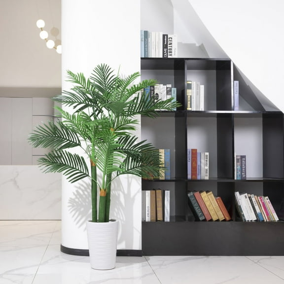 BALANBO 5ft. Golden Cane Palm Artificial Tree, Fake Palm Tree in Pot for Indoor Outdoor Décor