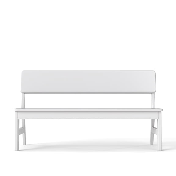 BALANBO 63" Solid Wood Dining Bench with Back, Modern Farmhouse Entryway Bench for Dining Room Kitchen Living Room, White