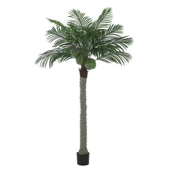 BALANBO 7ft Artificial Phoenix Palm Tree, Faux Coconut Silk Palm Tree with Fruit , Black Plastic Pot