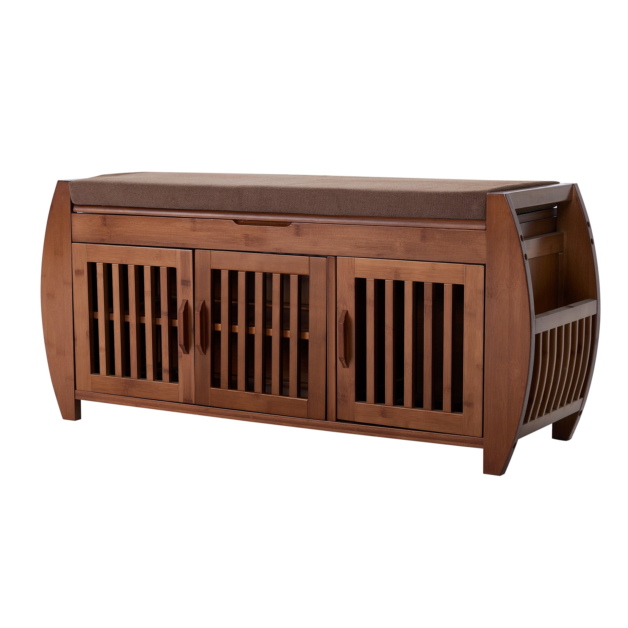 BALANBO Bamboo Shoe Bench Rack & Shoe Cabinet Storage Benches with Removable Cushion,Hidden Storage Compartment, Entryway Shoe Storage Organizer Shoe Cabinet for Hallway Entryway,40.2 x 12.6x 18.3inch