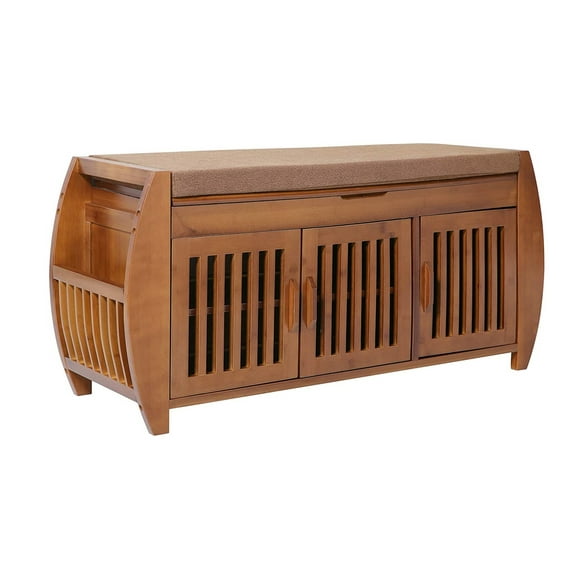 BALANBO Bamboo Shoe Benches & Shoe Rack, Entryway Storage Organizer,Detachable Cushion with Hidden Storage Compartment