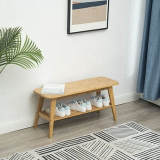 Lucy Mango Wood Shoe Rack with Bench