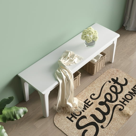 BALANBO Bed End Bench Wood Bench Living Room Entrance Bench Bedroom Seat Dining Table Chair, Bedroom, Living Room, Kitchen Wooden Bench (White Color)