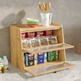 thumbnail image 1 of BALANBO Bread Box for Kitchen Countertop Bamboo Bread Storage Container Bin 2 Layer Breadbox Holder Large Capacity Keeper Wood Farmhouse Food Organizer Pantry Shelf Clear Window（Natural color), 1 of 6