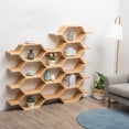 thumbnail image 1 of BALANBO Honeycomb Wall Mounted Floating Shelves Set of 9, Hexagon Modular Wooden Storage Shelf for Living Room, Display Rack for Decor, Natural, 1 of 11
