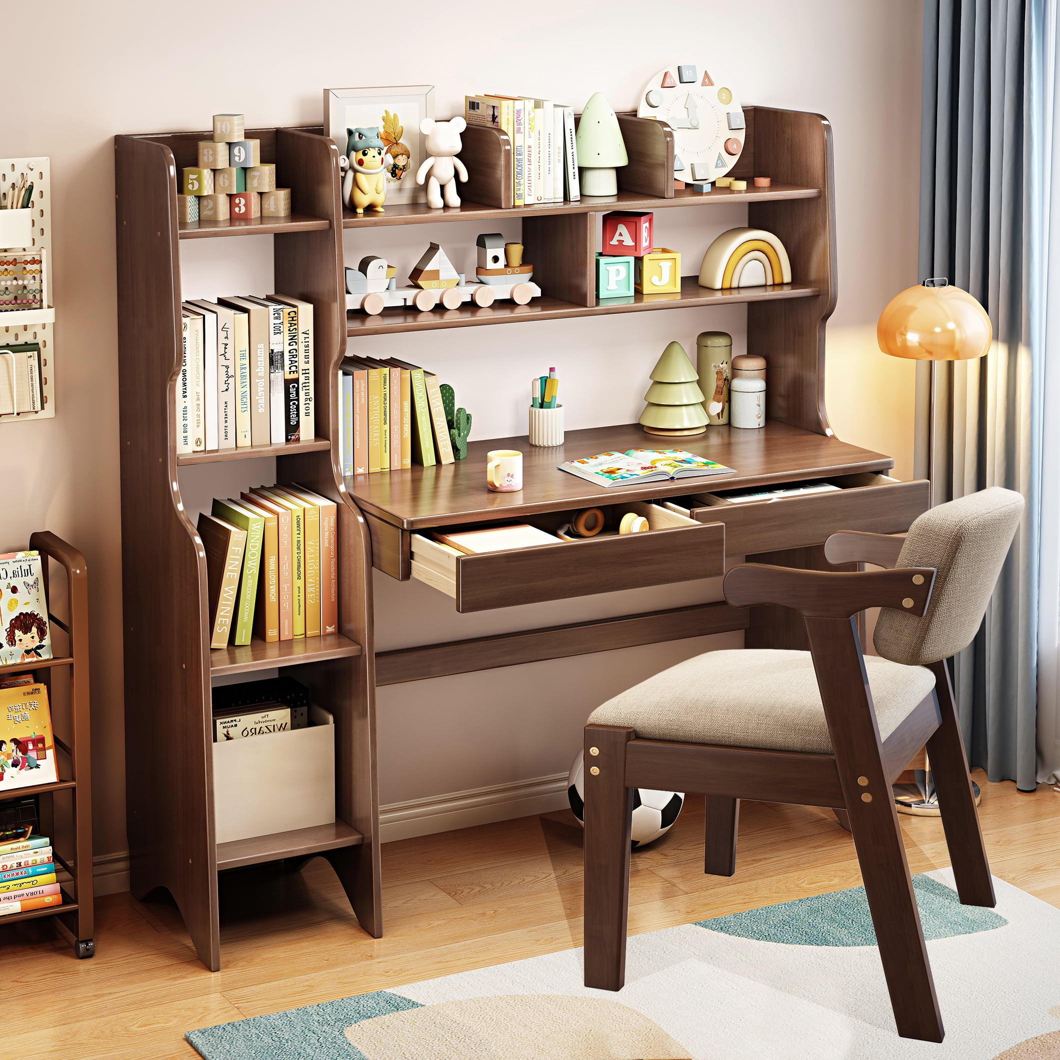 BALANBO Kids Desk and Chair Set W/Hutch,Wood Study Desk ,Large Size ...