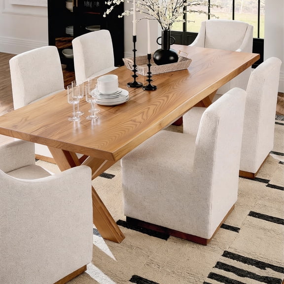 BALANBO Live Edge Wooden Dining Table for 6-8 People, Rustic Kitchen Table for Home, Dining Room