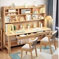 thumbnail image 1 of BALANBO Solid Wood Kids Desk and Chair Set with Hutch,Study Computer Desk with Drawers,Extra Large Two Person Study Desk Writing Table,Student Media Desk with Bookshelf for Bedroom,Study Room,Natural, 1 of 8