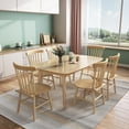 thumbnail image 1 of BALANBO Wardell 47 Inch 7-Piece Modern Wood Dining Table Set with 6  Windsor Chairs Kitchen Room Furniture ,Natural, 1 of 7