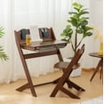 thumbnail image 1 of BALANBO Bamboo Adjustable Height Kids Desk and Chair Set,Reading Homework Drawing Table Computer Station Children School Study Desk Multi Function Desk,Writing Table w/Storage Drawer (Walnut Color), 1 of 7