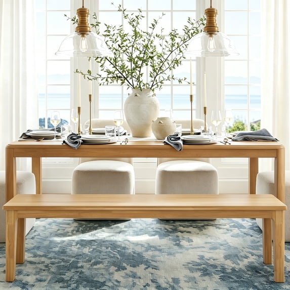 BALANBO Wood Dining Bench, 63 Inch Modern Farmhouse Entryway Bench ...