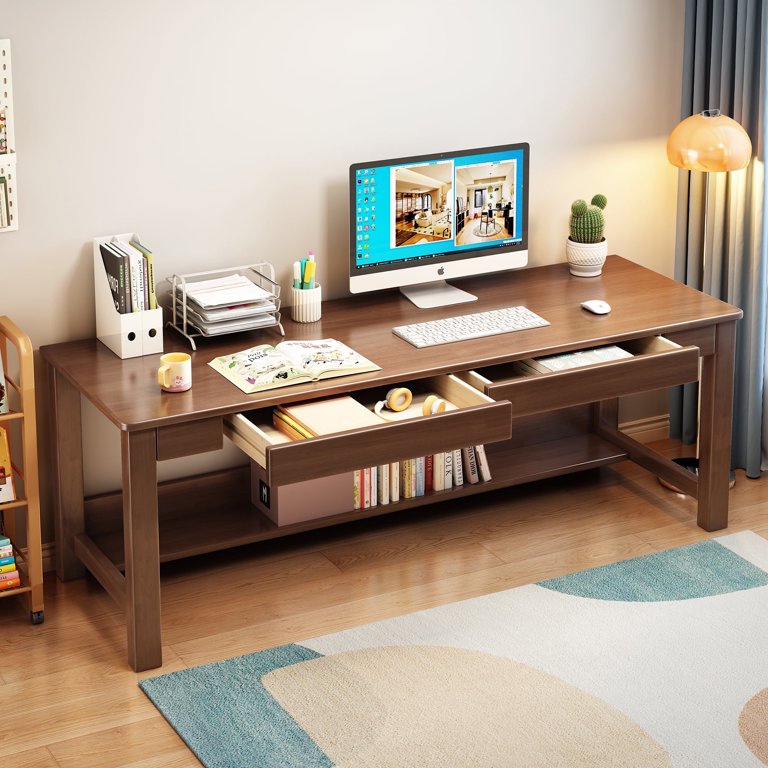 BALANBO Wooden Kids Desk with Drawers, Extra Long Computer Desk