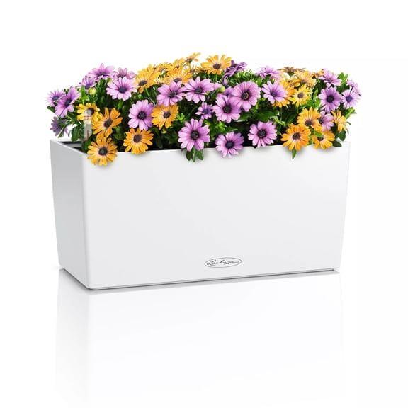 BALCONERA Color 40 White, Self-watering Window Box (Railing Planter), H7.5 L15.7 W7.5 in