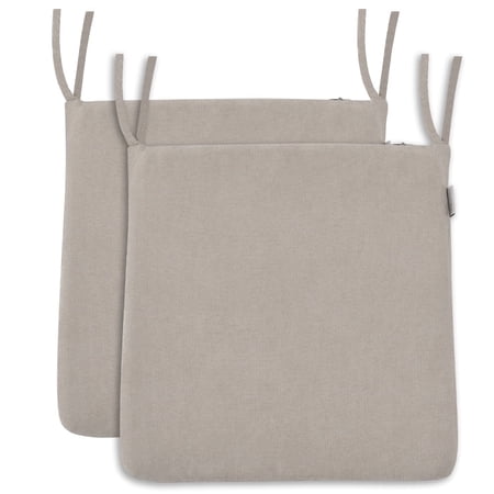 BALCONY & FALCON 16" x16" Armless Chair Cushion Set of 2, Fuzzy Touch Linen Non-Slip Stool Cushion, Beige