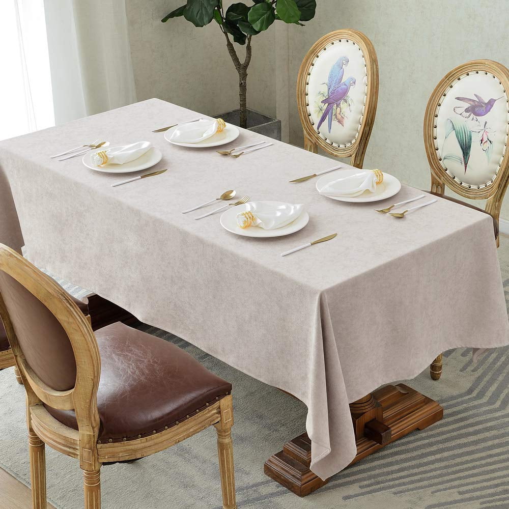 BALCONY & FALCON Rectangle Tablecloth Fuzzy Linen Water Resistant Table ...