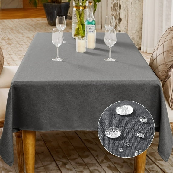 BALCONY & FALCON Rectangle Tablecloth Water Resistant Tablecloth Decoration, Basalt Gray, 57" x 118"