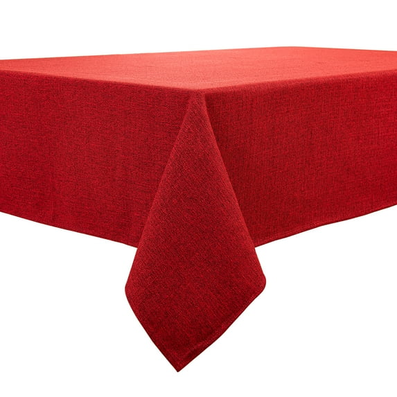 BALCONY & FALCON Rectangle Tablecloth Water Resistant Thick Faux Linen Table Cloth for Reception, Ruby Red, 55" x 95"