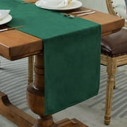 BALCONY & FALCON Velvet Table Runner Water Resistant Dresser Scarf for Dining Kitchen Farmhouse Mother's Day Gift Party Home 14 x 71 Emerald Green