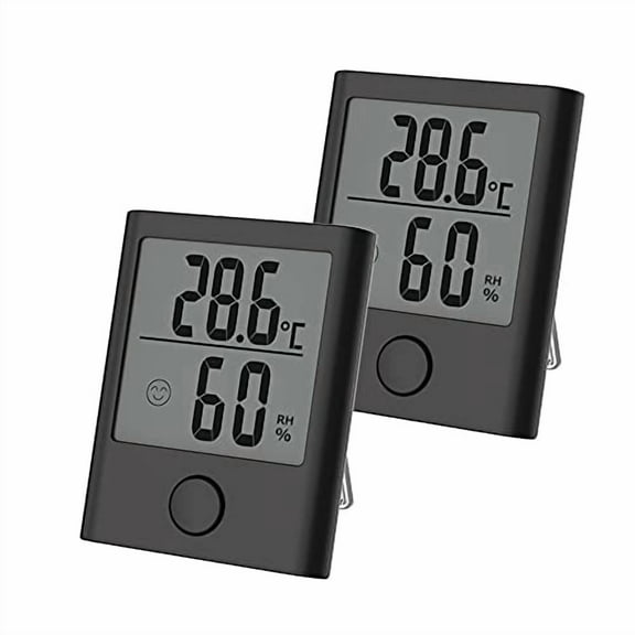 BALDR Digital Mini Hygrometer & Indoor Thermometer - Monitor Room Temperature & Humidity with a Hydrometer, Humidity Sensor for Home, Office, Greenhouse, 0.75 in x 2.18 in x 0.2 in (Black, 2 Packs)