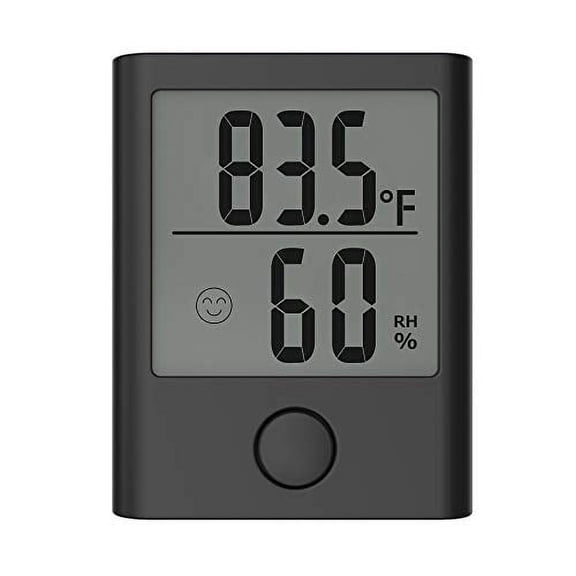 BALDR Digital Thermohygrometer Indoor Thermometer and Humidity Monitor with LCD Display for Home Office Greenhouse Black