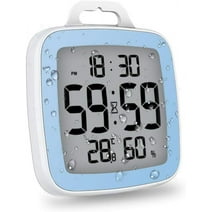 BALDR Digital Shower Clock with Timer - Waterproof Shower Timer for Kids & Adults - Perfect Bathroom Clock That Displays Time & Temperature - Battery Operated Digital Clock & Waterproof Timer (Blue)