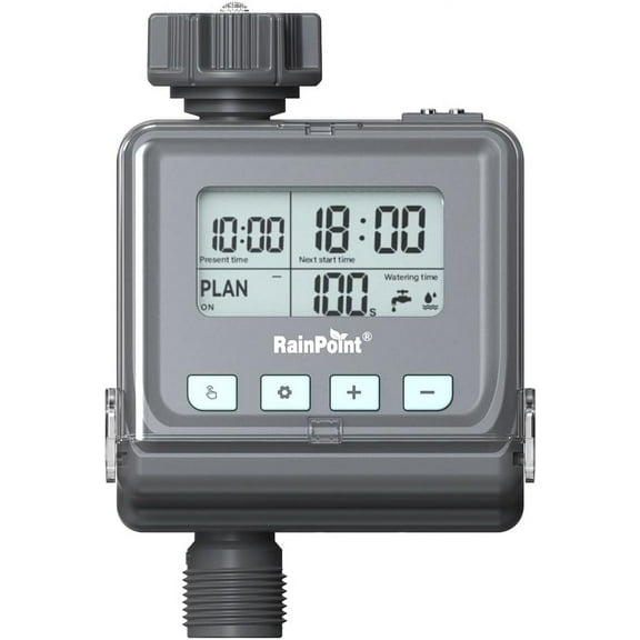 BALDR Garden Sprinkler Watering Timer, Up to 3 Programmable Plans, Rain Delay Sensor, Smart Irrigation Timer For Garden Watering, Protected LCD Screen