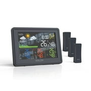 BALDR Home Weather Station & Indoor Outdoor Thermometer with 3 Wireless Remote Sensors, Atomic Alarm Clock, Backlight, Humidity Monitor, Weather Forecast & Digital Weather Station - Large LCD Display