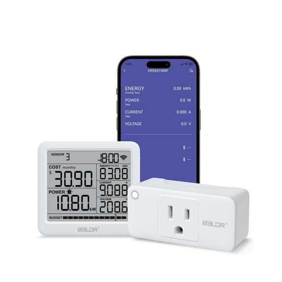 BALDR Wi-Fi Power Meter Hub with Energy Monitoring Smart Plug for Multiple Appliances, Set Tariffs and Budget Alerts