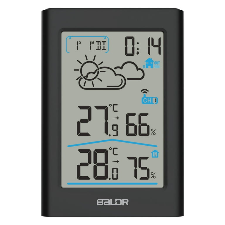 BALDR Wireless Indoor & Outdoor Thermometer Hygrometer (Black