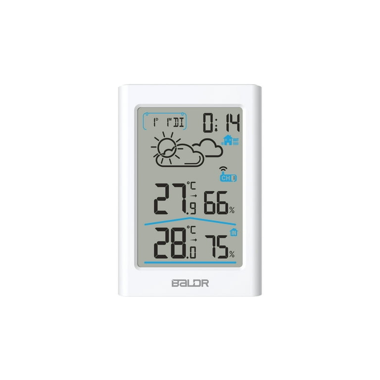 Baldr Digital Thermometer & Hygrometer Monitor - Indoor Temperature & White