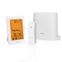 BALDR Wireless Rain Gauge with Remote Sensor, Rainfall Meter, Indoor and Outdoor Temperature Monitor, White
