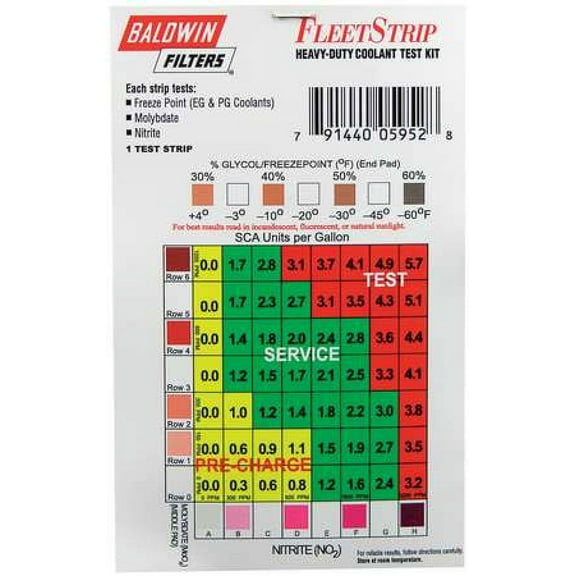BALDWIN FILTERS CTK5029-4 Coolant Test Strips Only,CTK5029-4