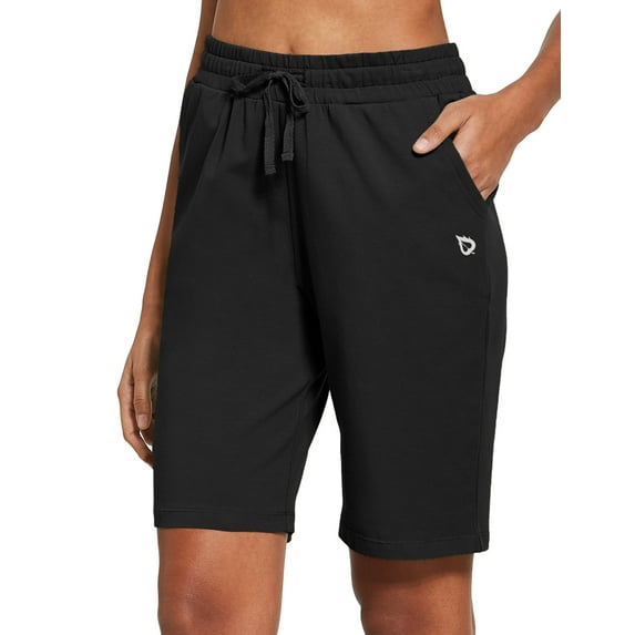 BALEAF Bermuda Shorts For Women Running Basketball Shorts With Pockets Black Size M