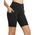 thumbnail image 1 of BALEAF Biker Shorts Women Yoga Gym Workout Spandex Athletic Running Volleyball Tummy Control Compression with Pockets 8" Black Size S, 1 of 7