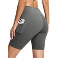 thumbnail image 1 of BALEAF Women's 8" Active Bike Shorts High Waist with Pockets Gray S, 1 of 6