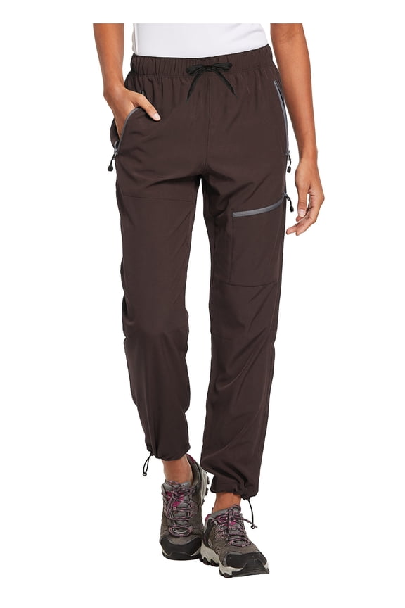 Cargo Pants for Women Petite joggers Lightweight Quick Dry Pant Water Resistant 27'' Travel Workout Athletic Trip Brown L