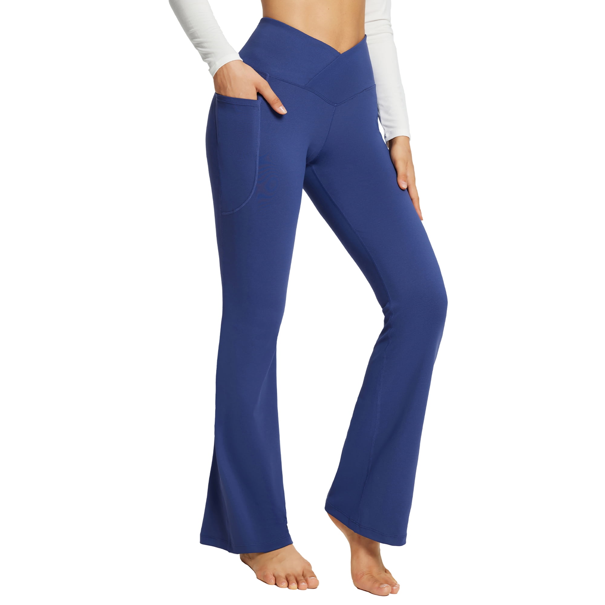 Navy blue yoga pants with pockets sale