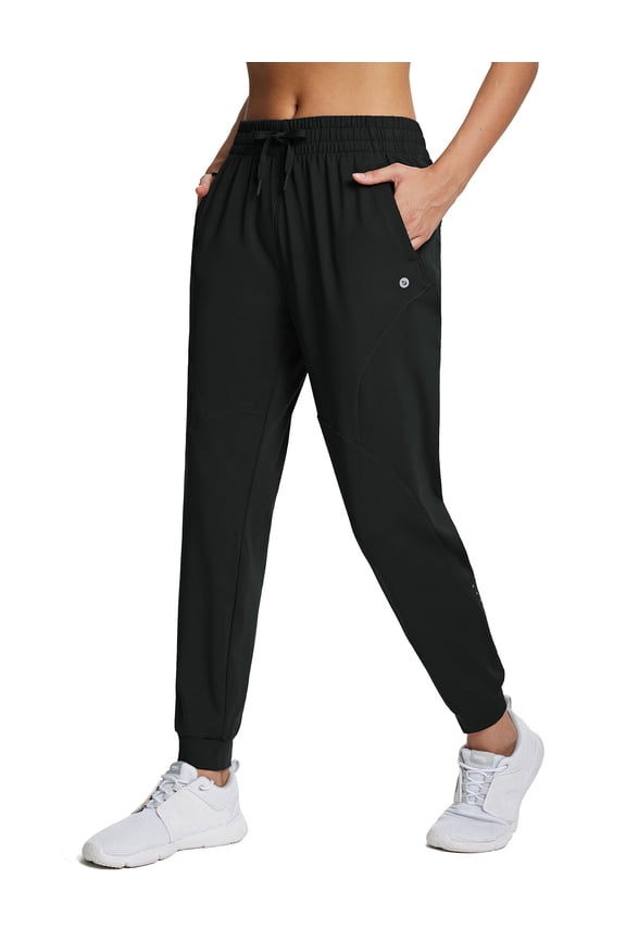 Fleece Lined Joggers Women Waterproof Hiking Pants Thermal Sweatpants Warm Cold Weather Running Gear Jogging Black L