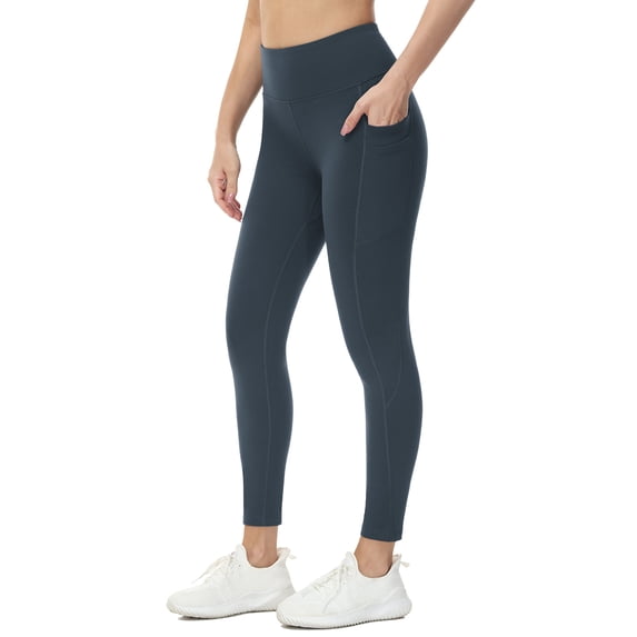 BALEAF Fleece Lined Leggings Women Water Resistant 25" Petite Winter Warm Legging Thermal Running Tights Yoga Hiking Pants Gray S