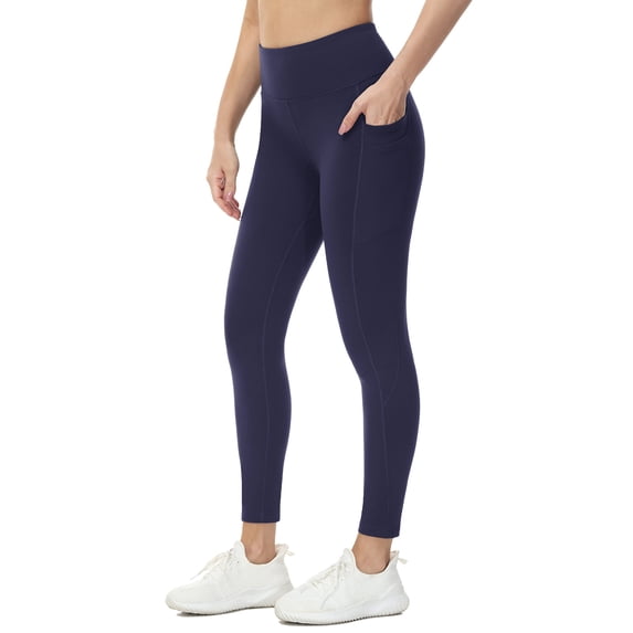 BALEAF Fleece Lined Leggings Women Water Resistant 25" Petite Winter Warm Legging Thermal Running Tights Yoga Hiking Pants Navy S