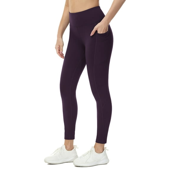 BALEAF Fleece Lined Leggings Women Water Resistant 25" Petite Winter Warm Legging Thermal Running Tights Yoga Hiking Pants Purple 3XL