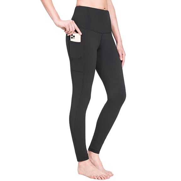 BALEAF Fleece Lined Leggings Women Winter Warm High Waisted Tights Yoga Hiking Water Resistant Pants with Pockets Black L