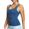 thumbnail image 1 of BALEAF Freeleaf Longline Sports Bras for Women, Wirefree 3D Molded Cup Tank Tops, Medium Impact Yoga Workout Running Bra Navy Blue S-M, 1 of 6