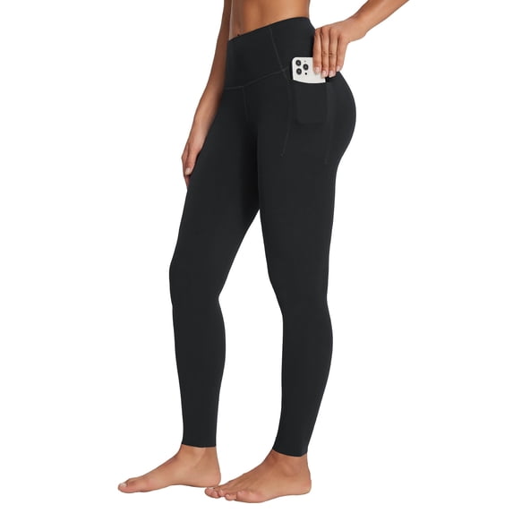 BALEAF Freeleaf Women's Workout Leggings with Pockets 7/8 Yoga Pants High Waisted Tummy Control Athletic Gym Leggings Black L-2XL