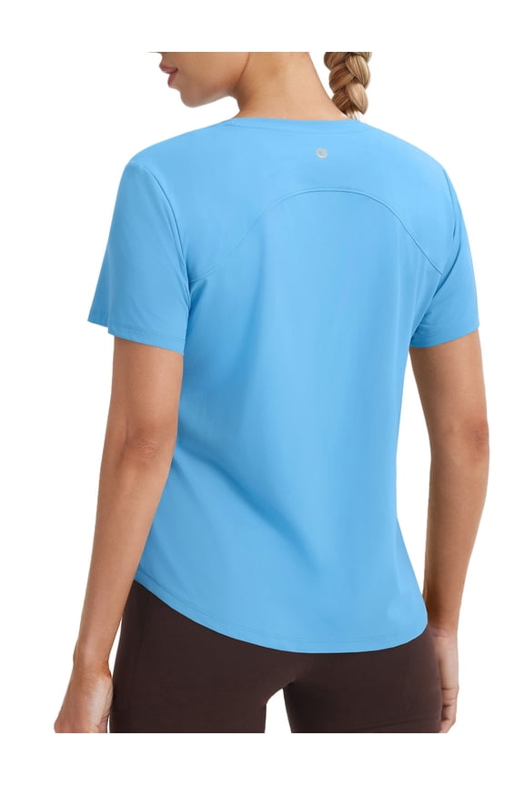 Ice Cooling Athletic Shirts for Women UPF 50+ Workout Tops Running Short Sleeve for Women Tennis Breathable Quick Dry Moisture Wicking Stretch Loose Fit Gym Blue S