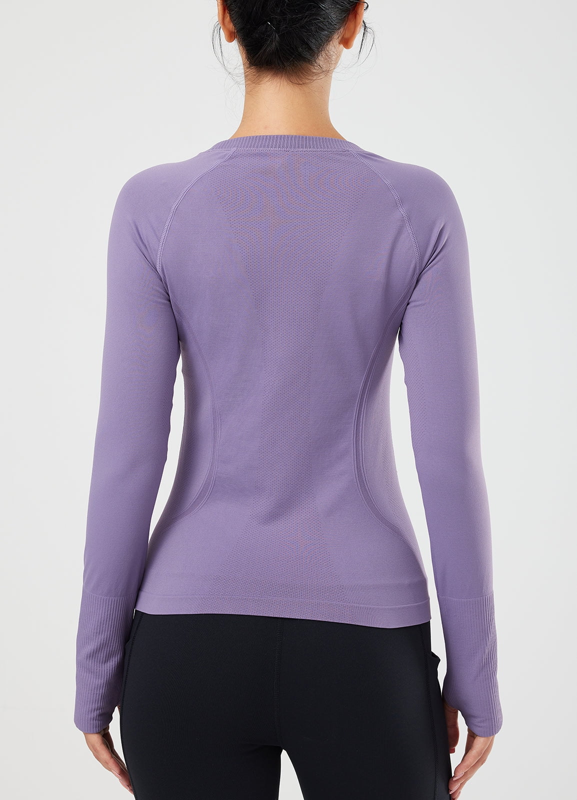 BALEAF Long Sleeve Sweat Shirts For Women Seamless Tight with Thumb Holes  Running Purple M