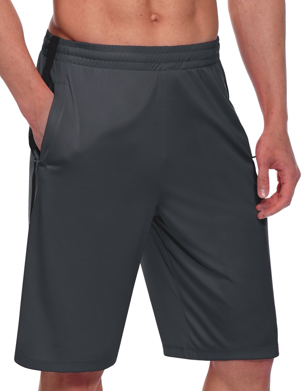 Drawstrigns BALEAF Men's 11'' Athletic Basketball Shorts Long with Zipper Pockets ...